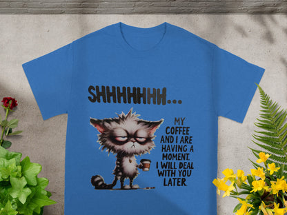 Shhhhhh Coffee Cat Funny Graphic Tee Shirt