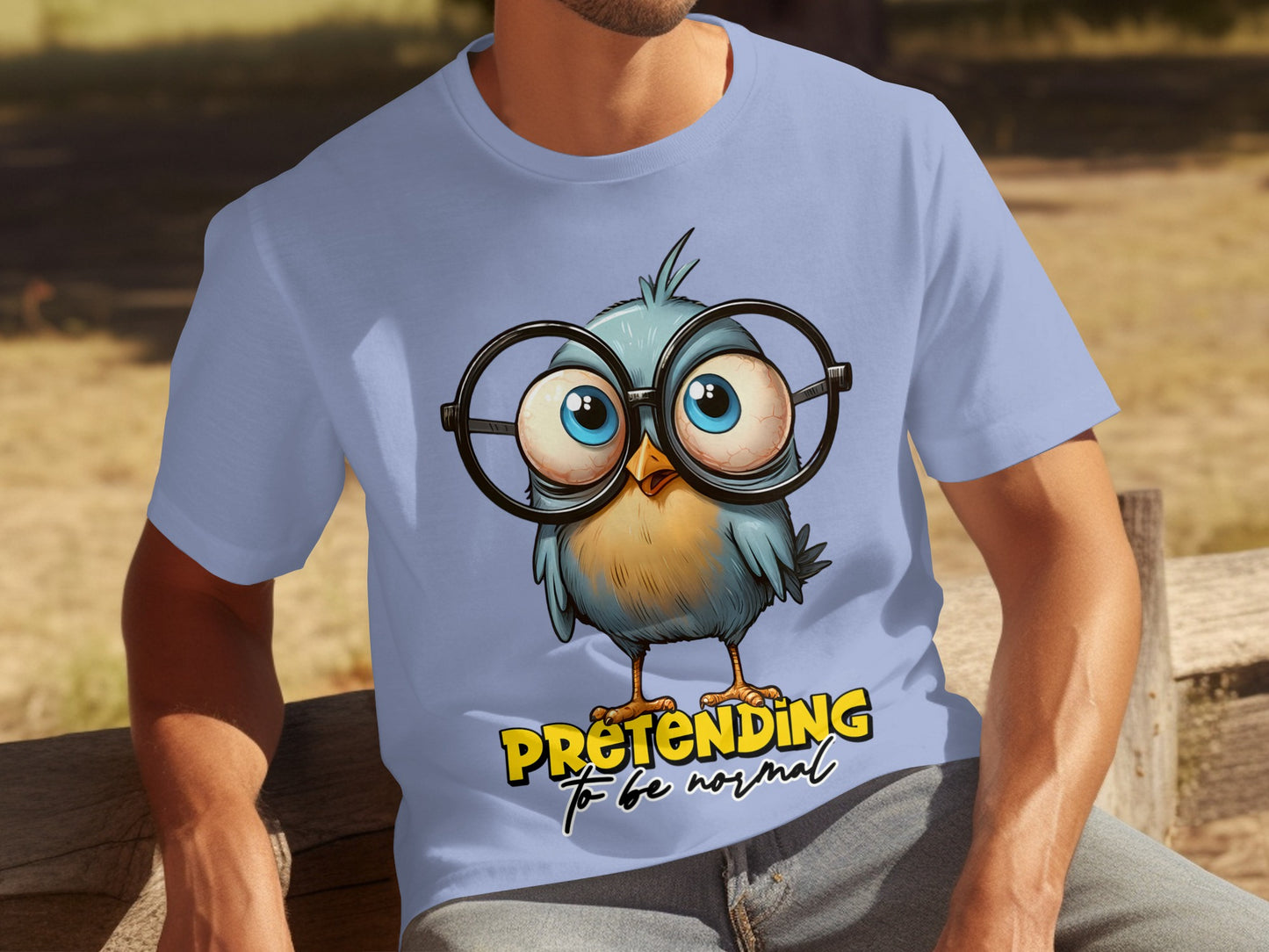 Funny Blue Bird Pretending To Be Normal T-shirt