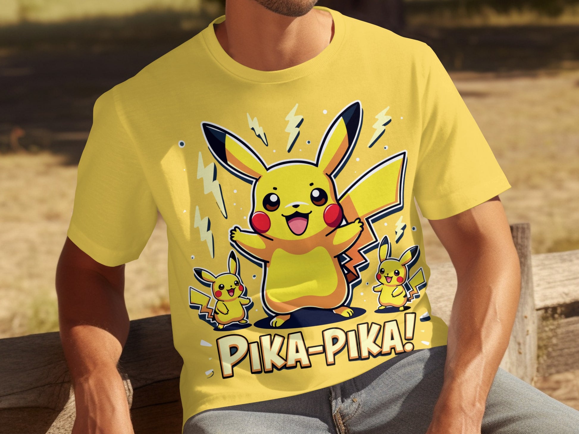 Pika-Pika Pikachu Yellow T-Shirt for Pokemon Fans