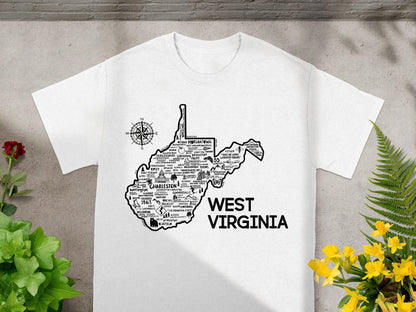West Virginia Map Design White Casual T-Shirt