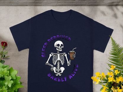 Sleep Deprived Barely Alive Skeleton Graphic Tee