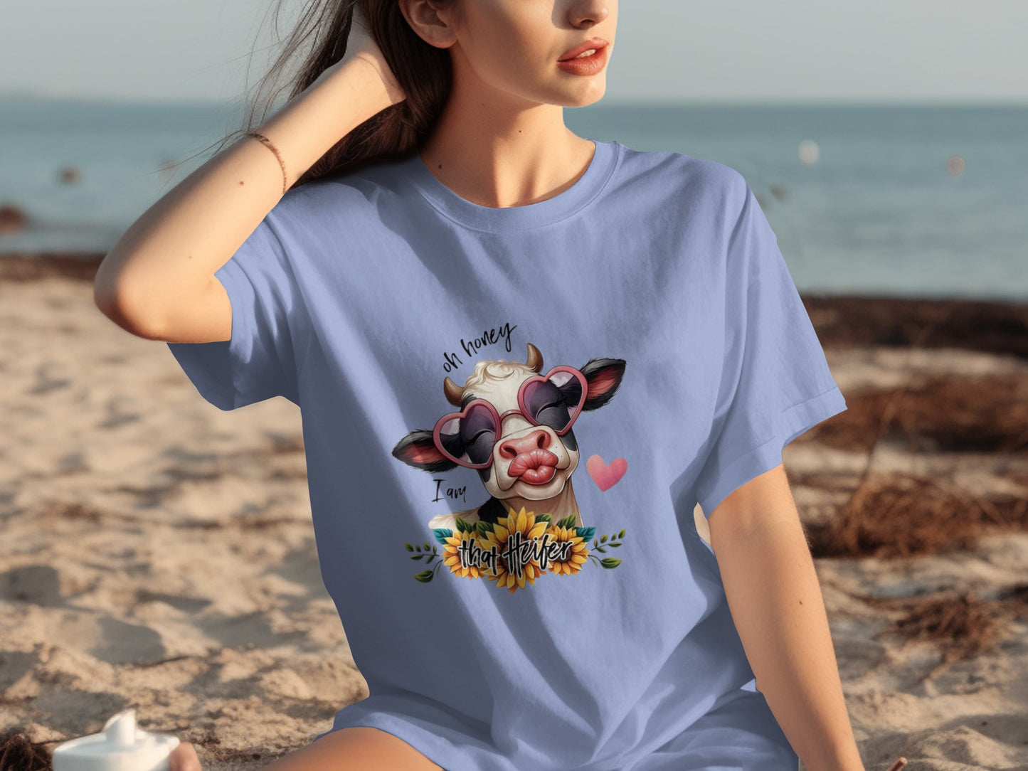 Cute Cow with Heart Glasses Oh Honey I Am That Heifer Shirt