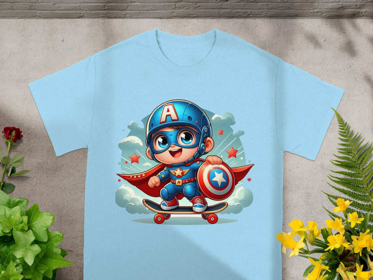 Cute Cartoon Skater Hero Kid T-Shirt Perfect for Kids