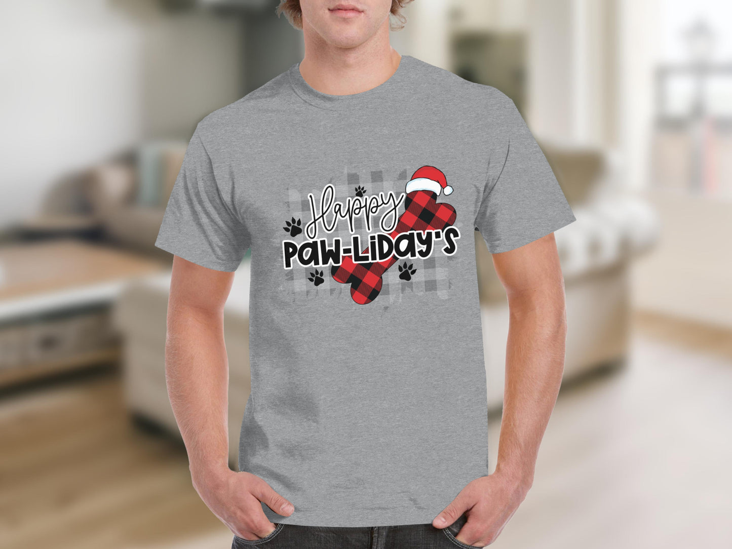 Happy Paw-liday's Graphic Tee Shirt for Dog Lovers