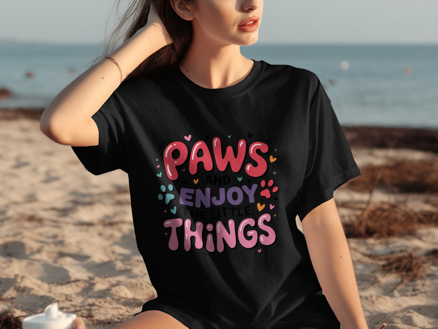 Paws and Enjoy the Little Things Graphic Shirt
