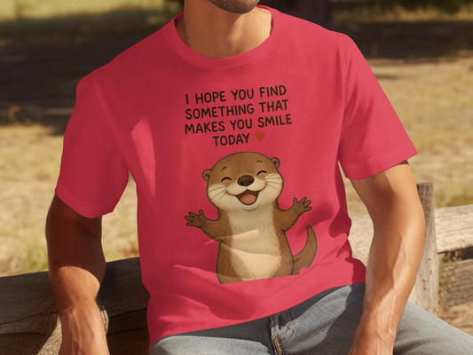 Cheerful Otter Design T-Shirt with Positive Message