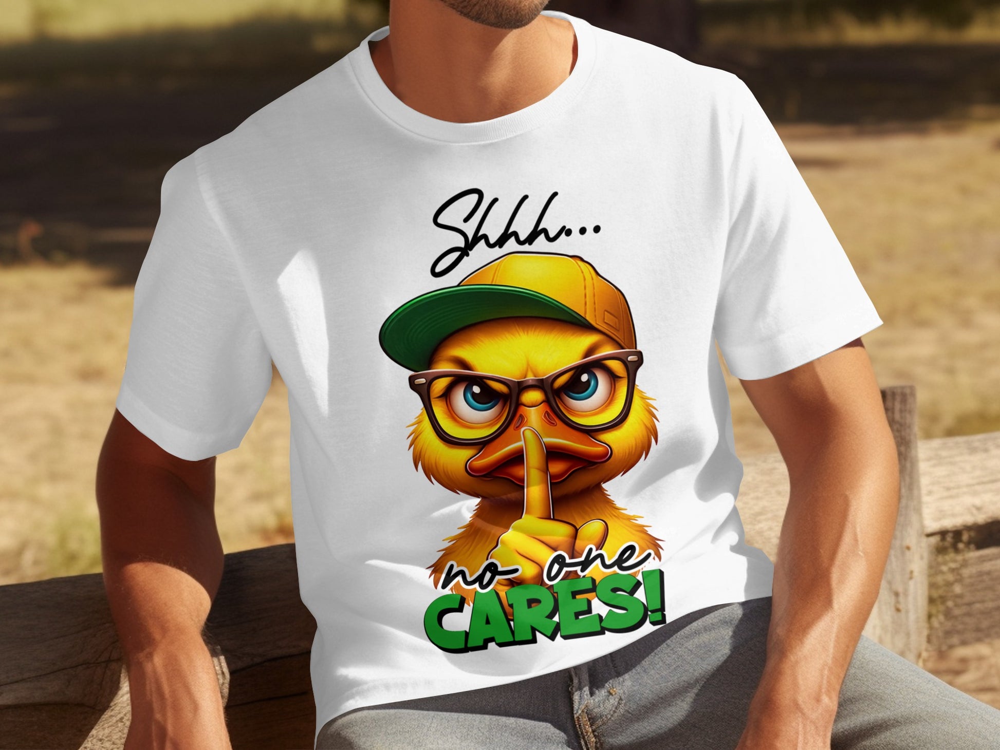 Shhh No One Cares Funny Duck Graphic T-shirt