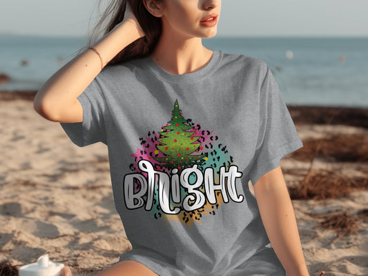 Festive Bright Christmas Tree Graphic Tee Shirt