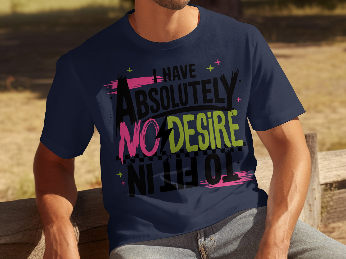 I Have Absolutely No Desire Navy Graphic Shirt