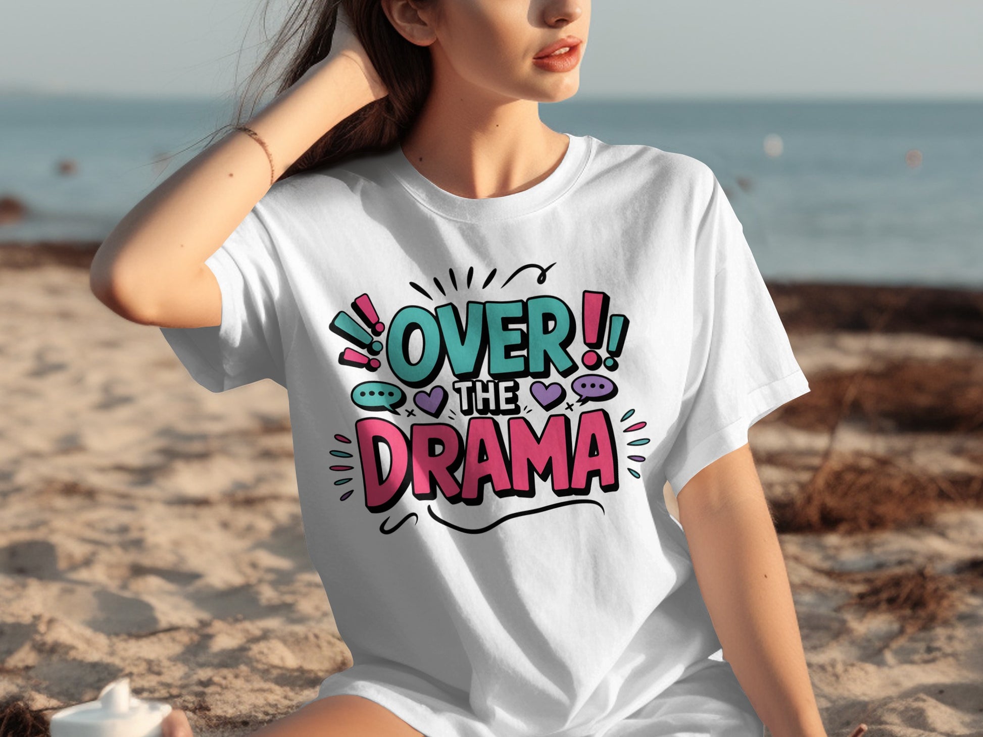 Over The Drama Graphic Print T-Shirt for Casual Wear