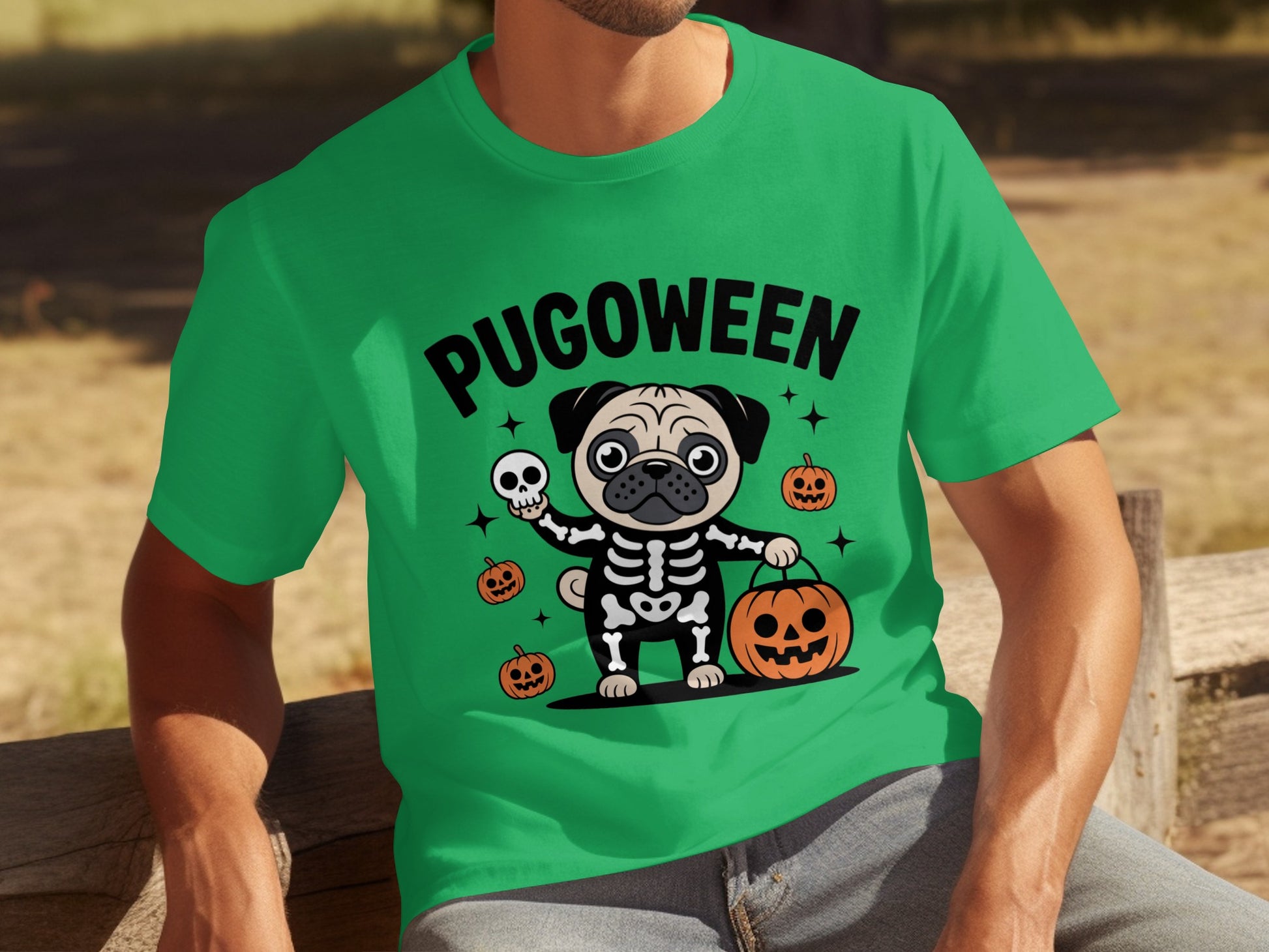 Pugoween Halloween Pug Skeleton T-Shirt for Festivities