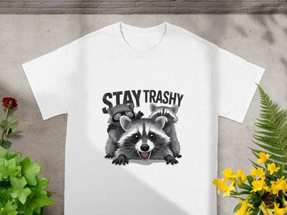 Stay Trashy Raccoon Graphic Printed T-shirt