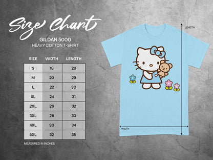 GILDAN 5000 T-SHIRT Size Chart Width Length Inches product type