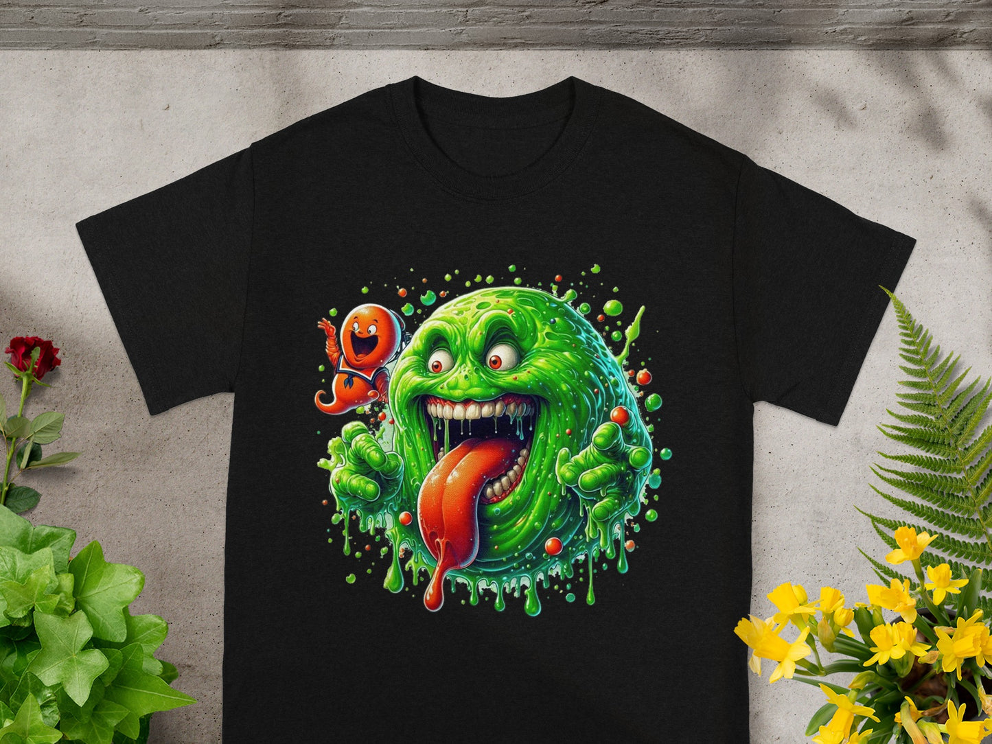 Fun and Quirky Green Monster Artwork T-shirt