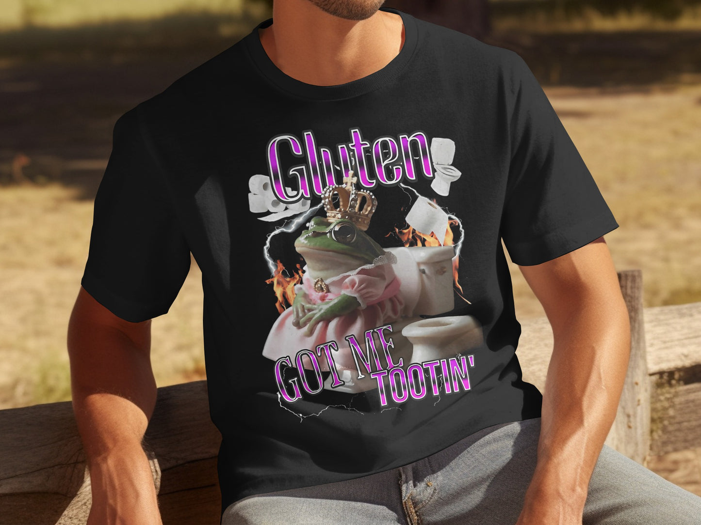 Gluten Got Me Tootin' Funny Graphic Tee