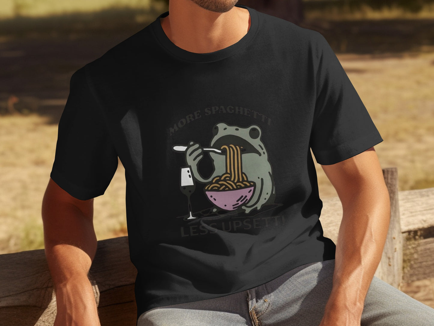 More Spaghetti Less Upsetti Frog Graphic Shirt