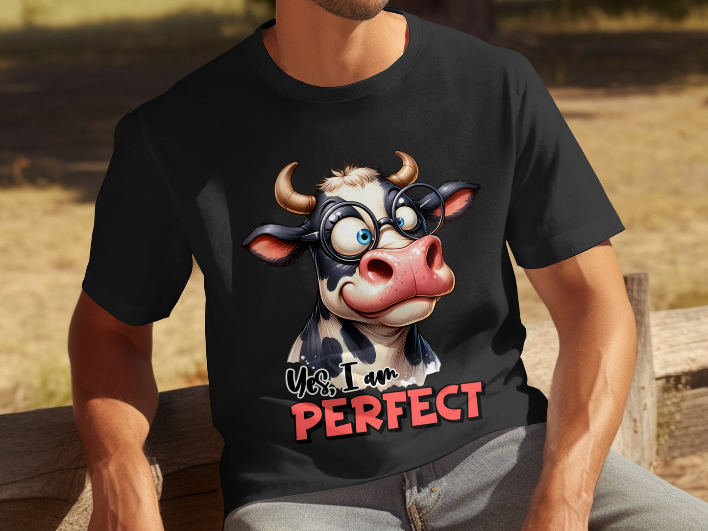 Yes I Am Perfect Funny Cartoon Cow T-Shirt