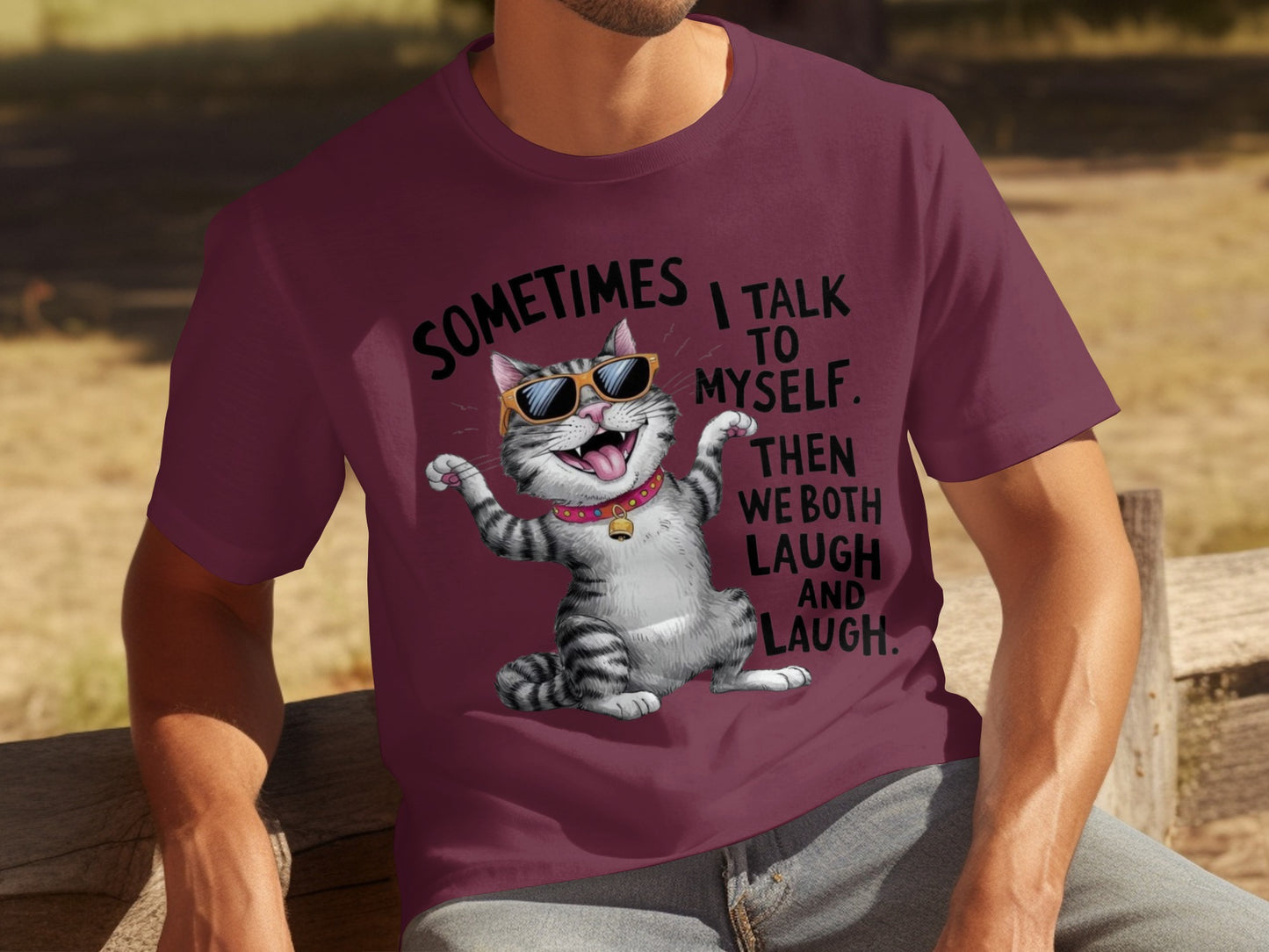 Sometimes I Talk To Myself Cat Graphic T-Shirt