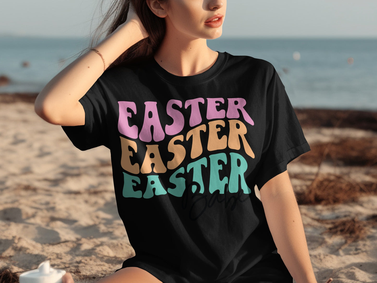 Easter Babe Colorful Retro Vibes Graphic T-Shirt