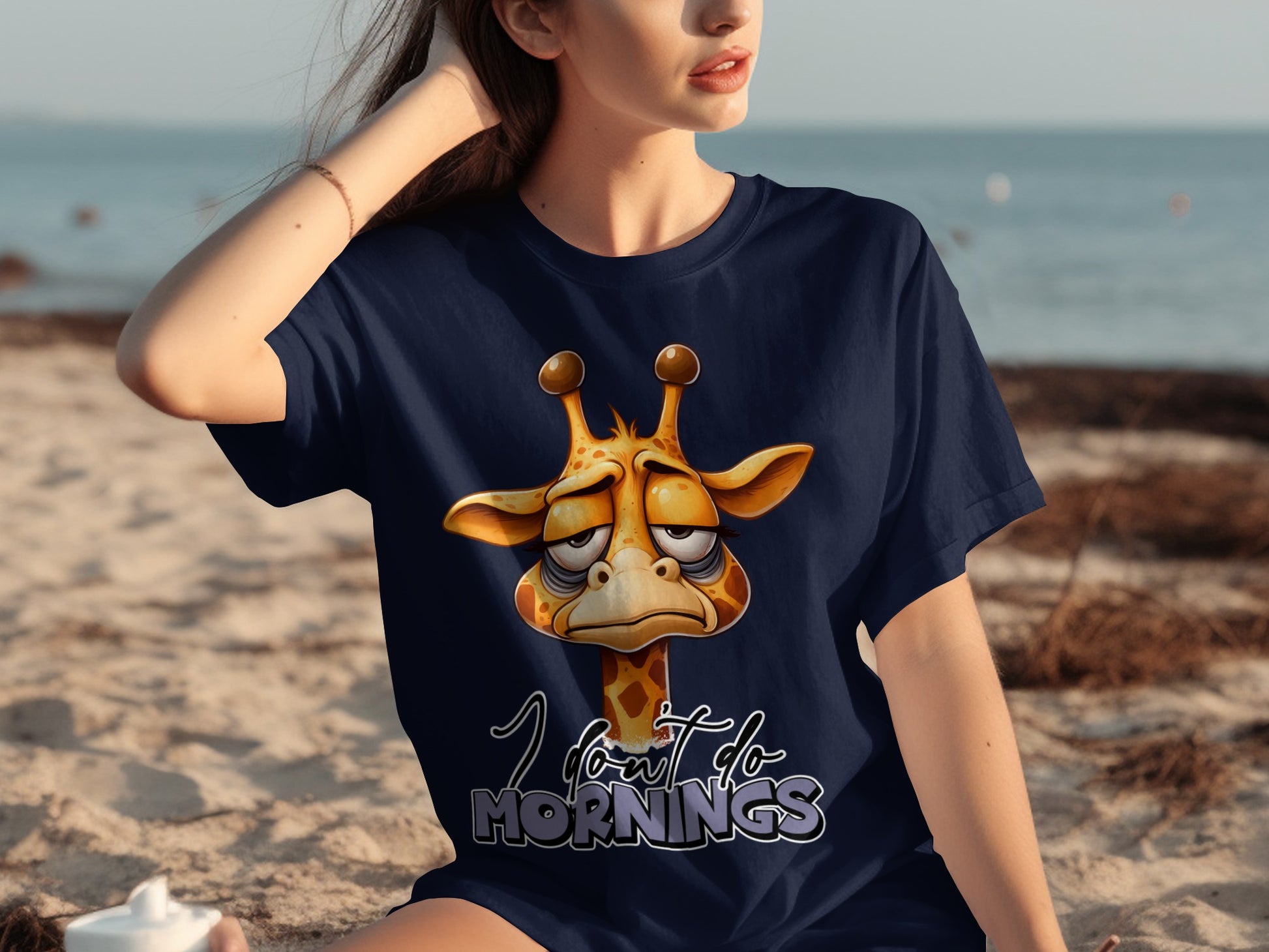 I Don't Do Mornings Funny Giraffe Graphic T-shirt