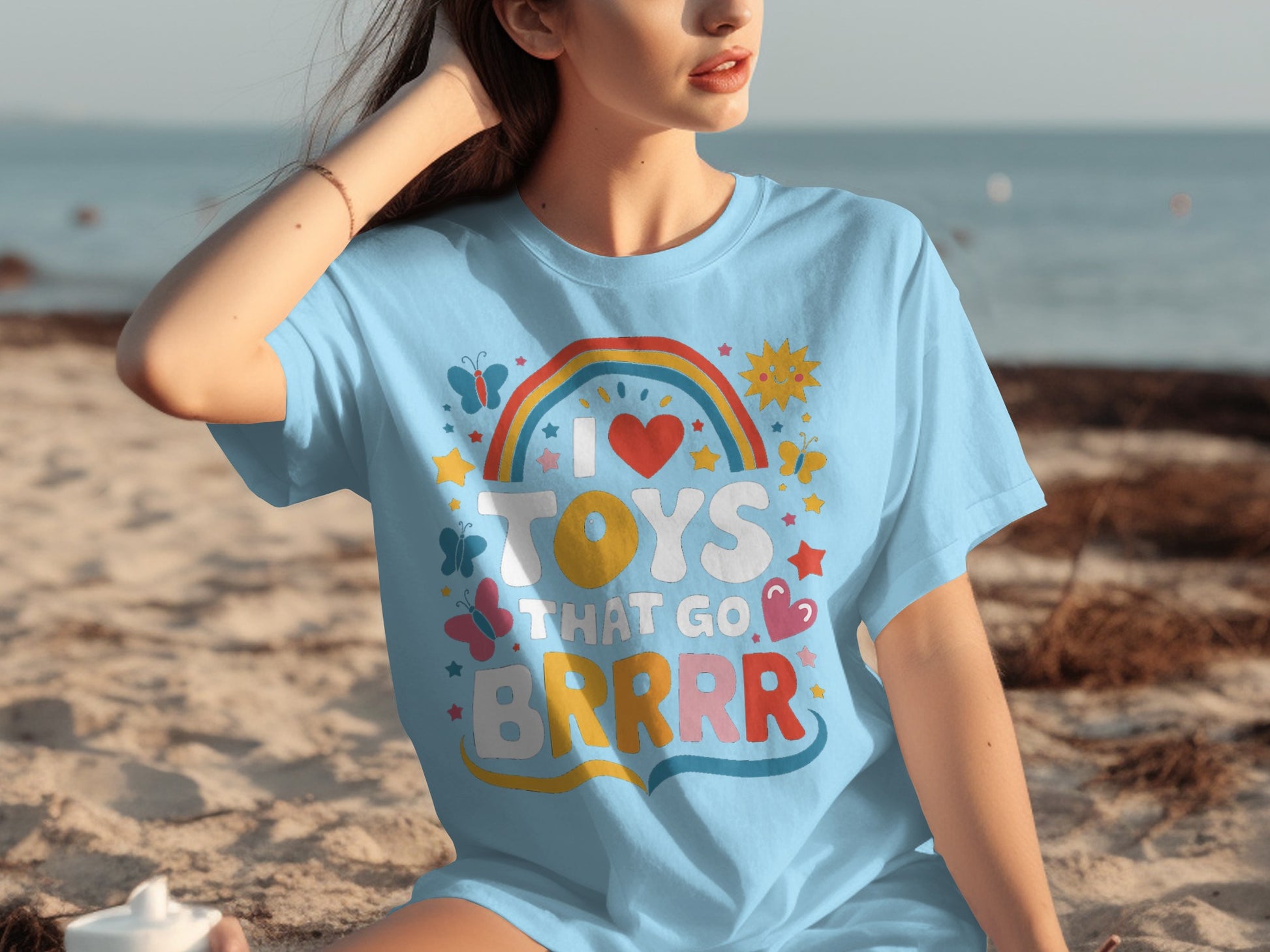 I Love Toys That Go Brrrr Colorful Graphic T-Shirt