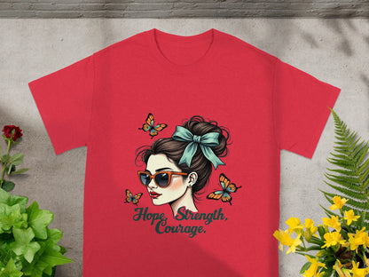 Hope Strength Courage Graphic Red T-Shirt