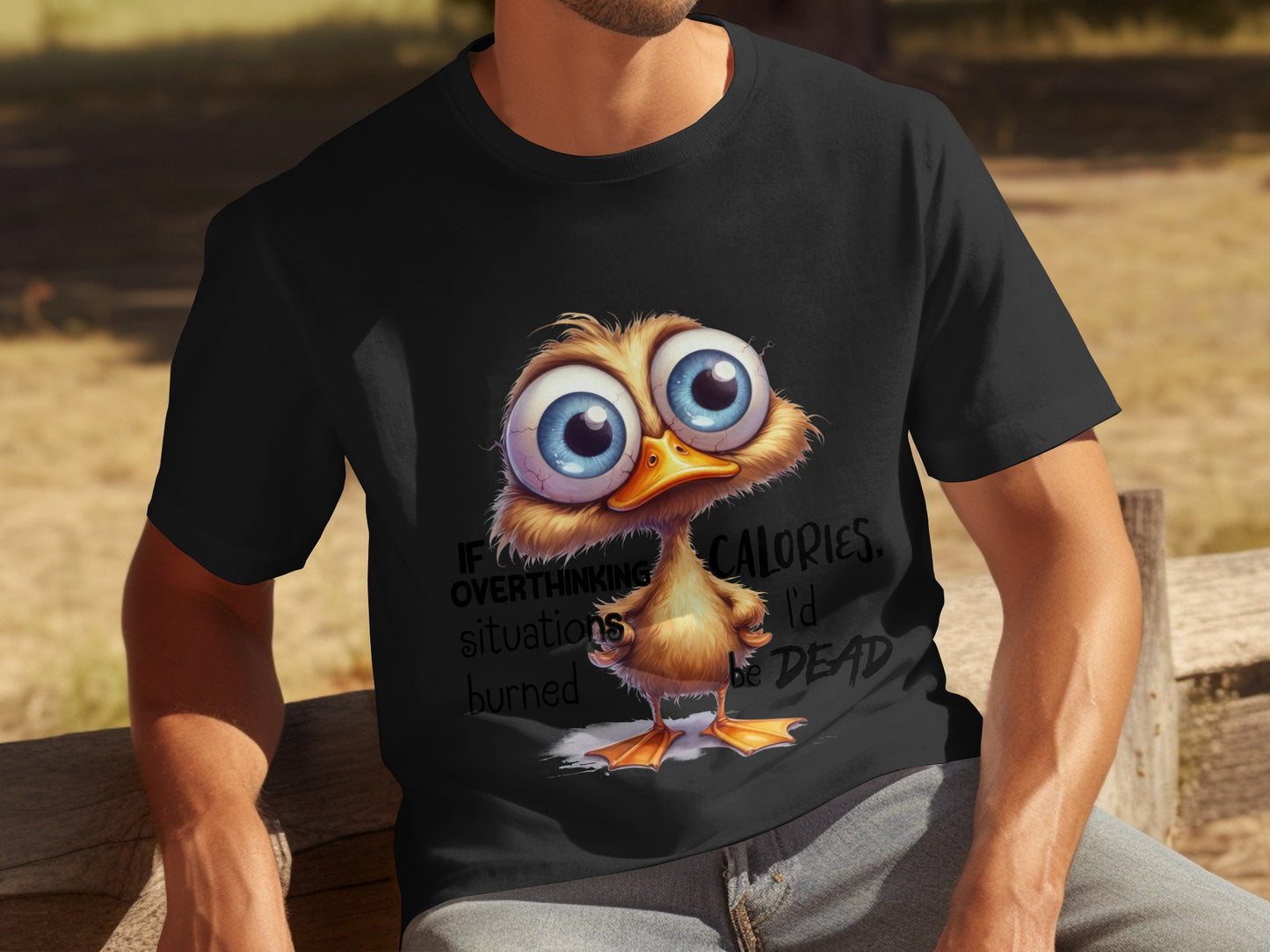 Cute Big-Eyed Bird Overthinking Graphic T-Shirt
