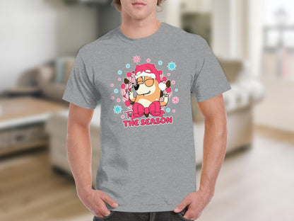 Cute Festive Dog'Tis the Season Printed T-Shirt