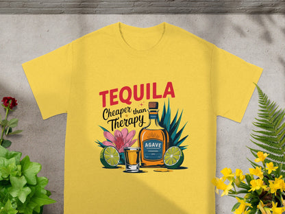 Tequila Cheaper Than Therapy Funny Graphic T-shirt