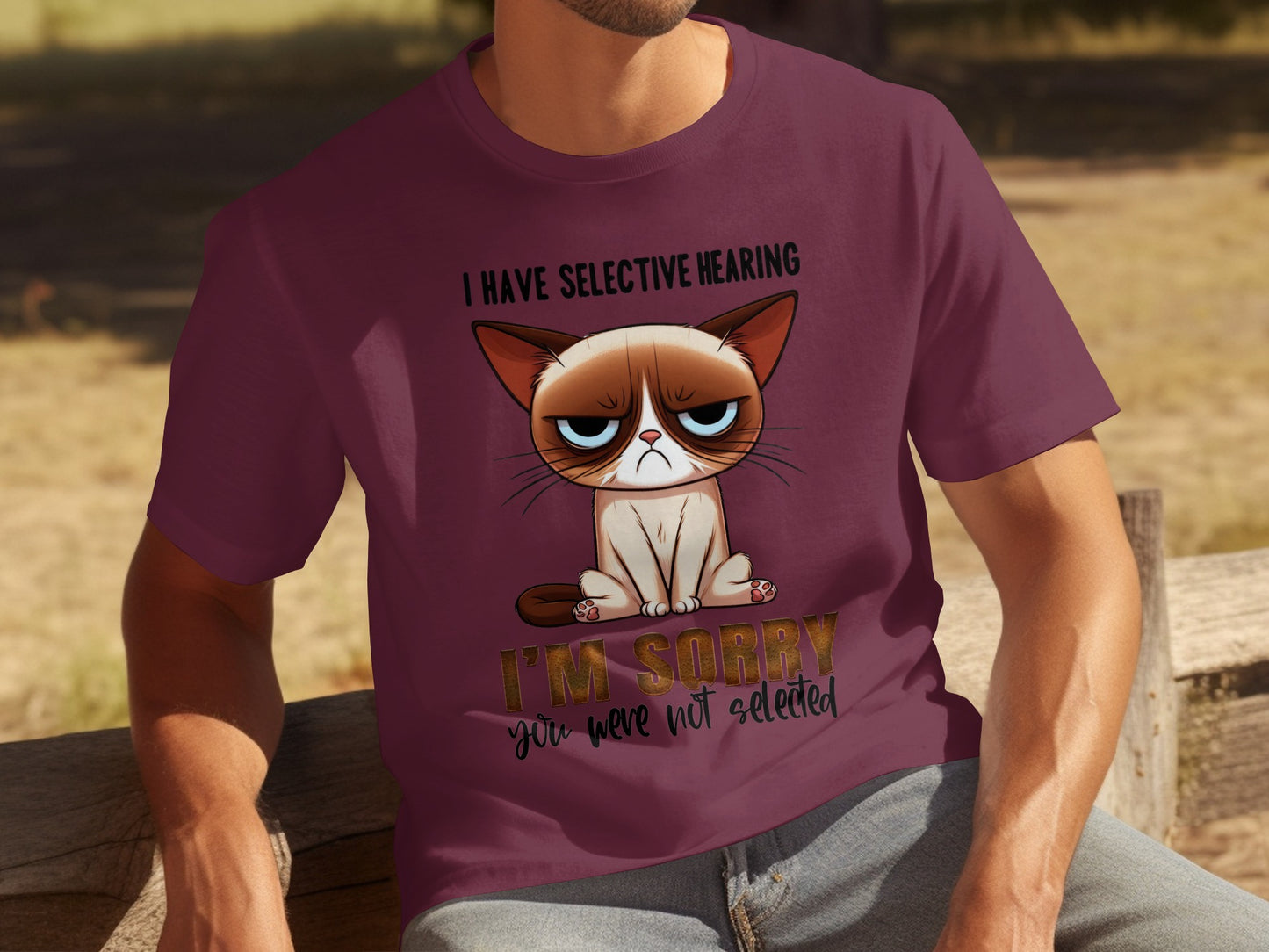 Sorry Selective Hearing Funny Cat Graphic T-shirt