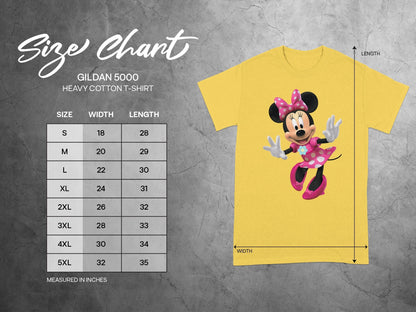 GILDAN 5000 T-Shirt Minnie Mouse Design Size Chart product type