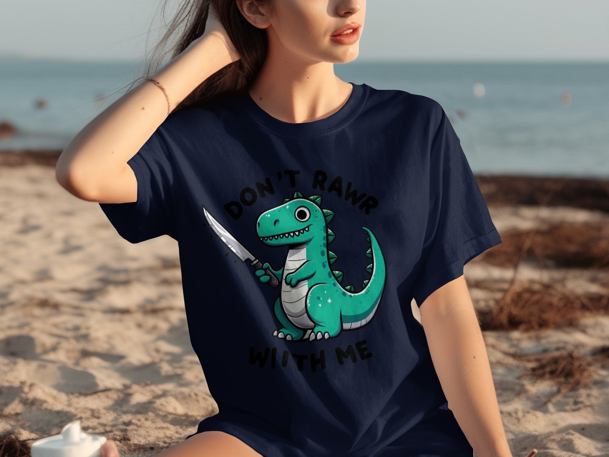 Cute Dinosaur Graphic Don't Rawr With Me Funny Shirt