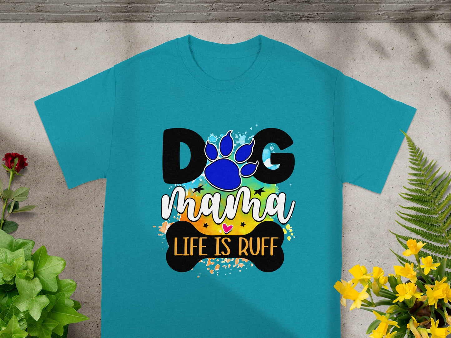 Dog Mama Life Is Ruff Graphic T-Shirt