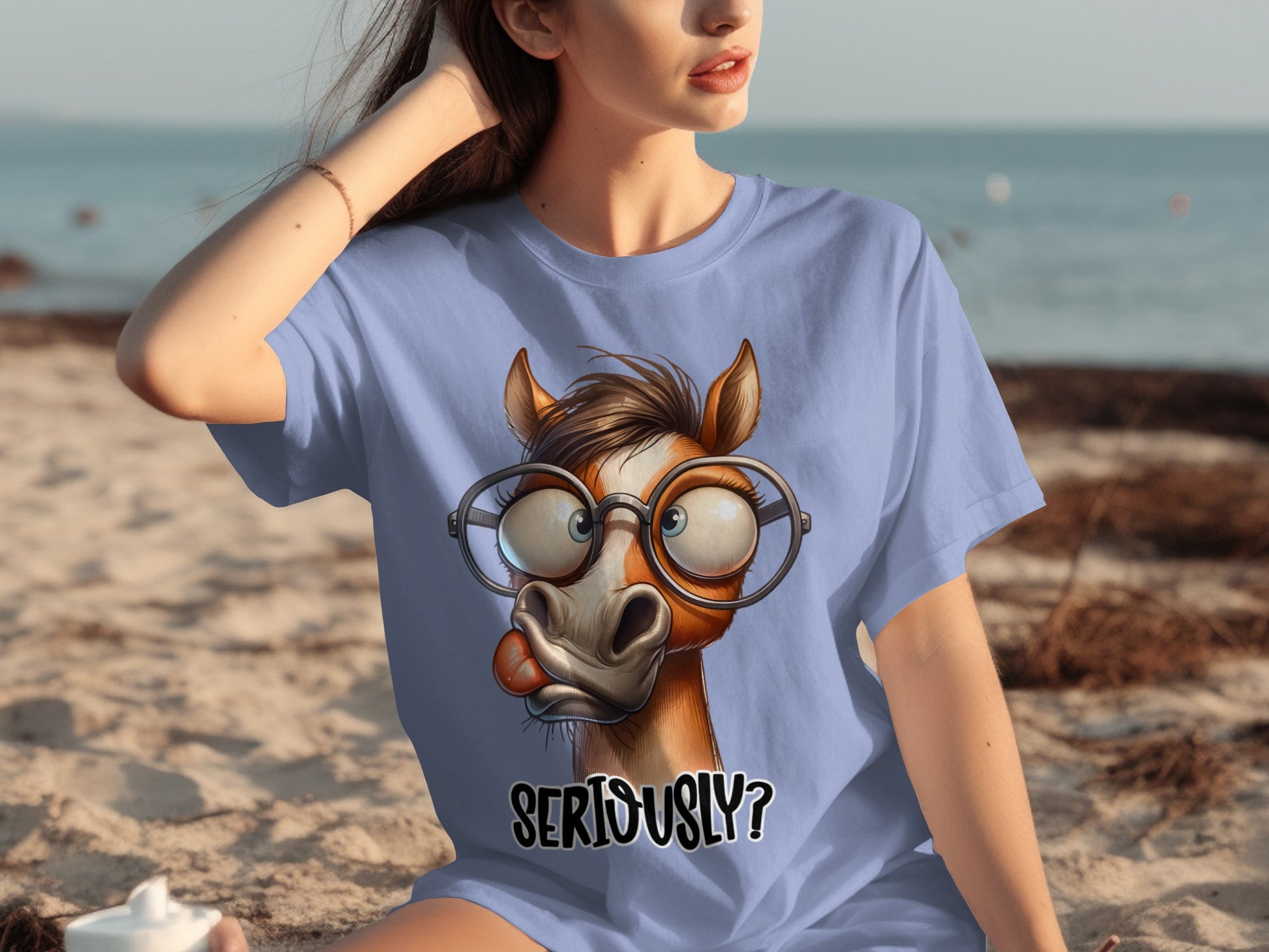 Funny Horse Wearing Glasses Drawing T-Shirt
