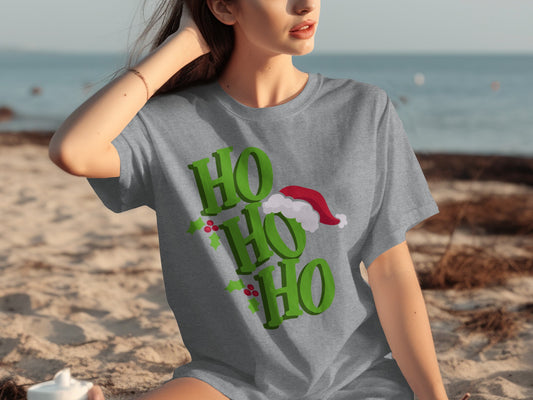 Festive Ho Ho Ho Graphic Tee Holiday Shirt