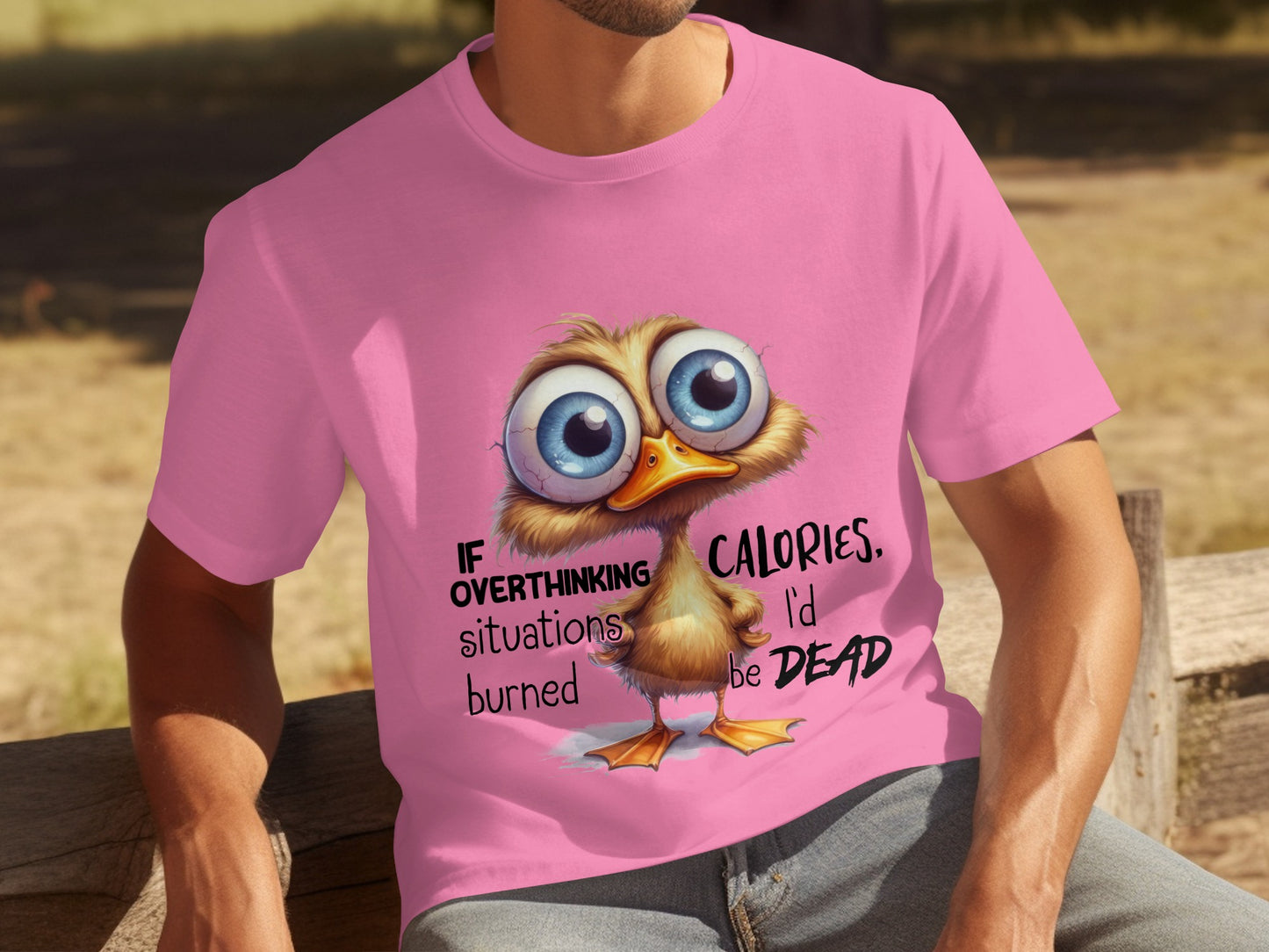 Funny Cartoon Bird Overthinking Calories T-Shirt