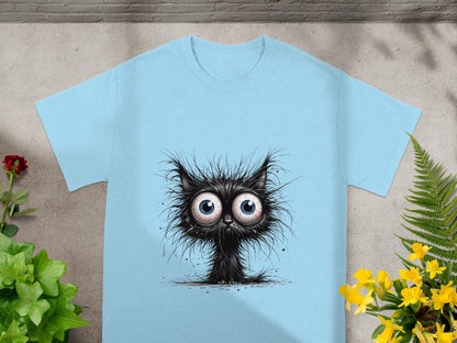 Big Eyed Messy Haired Cat Graphic T-shirt