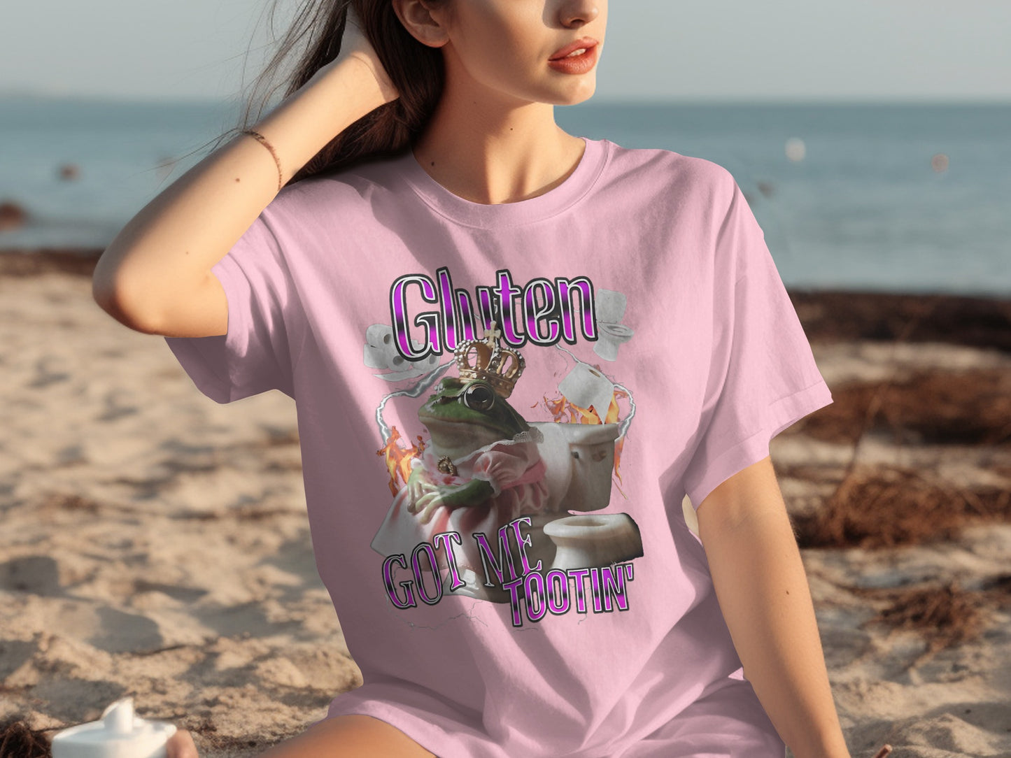 Gluten Got Me Tootin' Shirt Funny Frog Graphic Tee