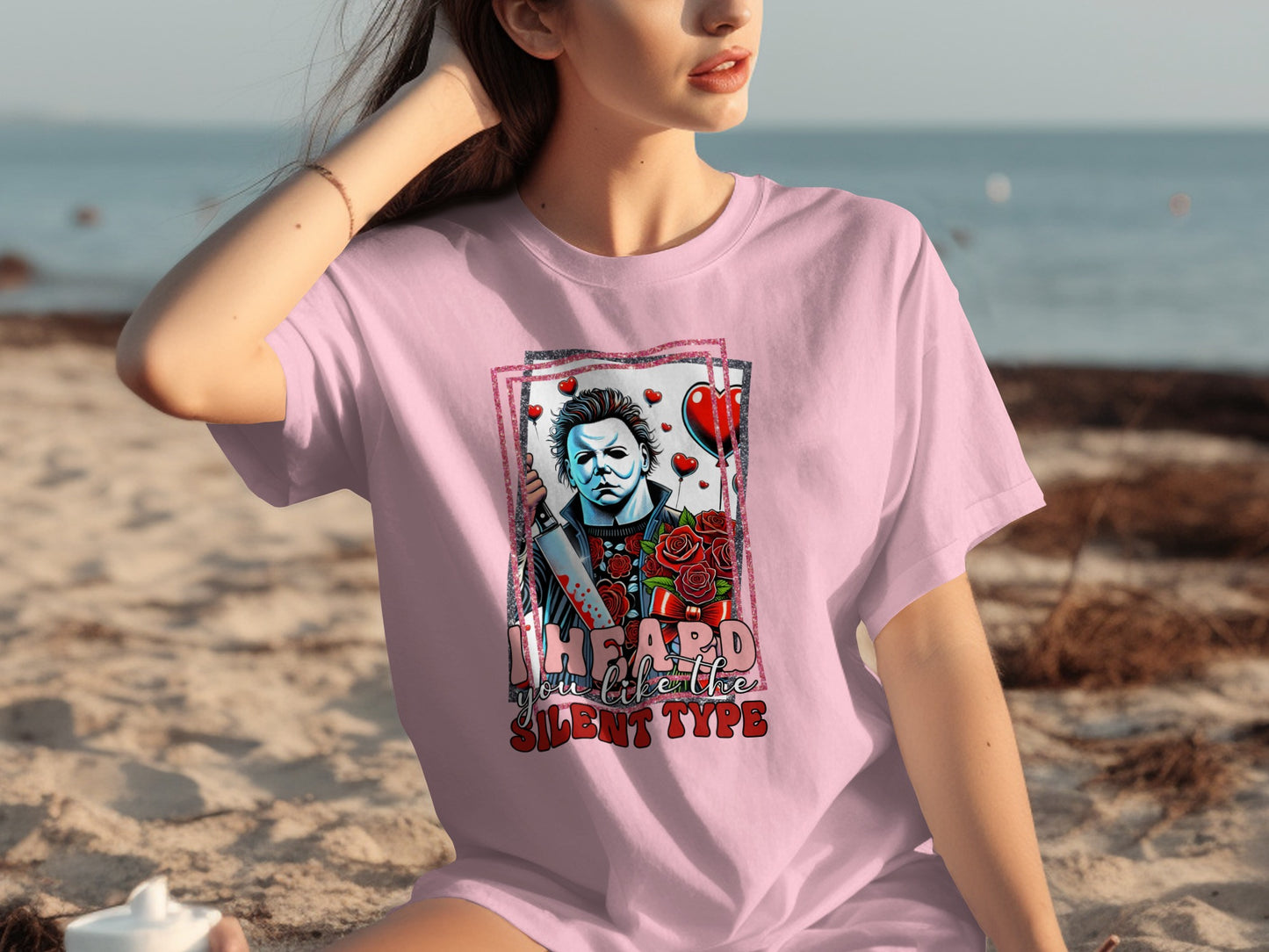 Horror Characters Silent Type Graphic Tee Shirt