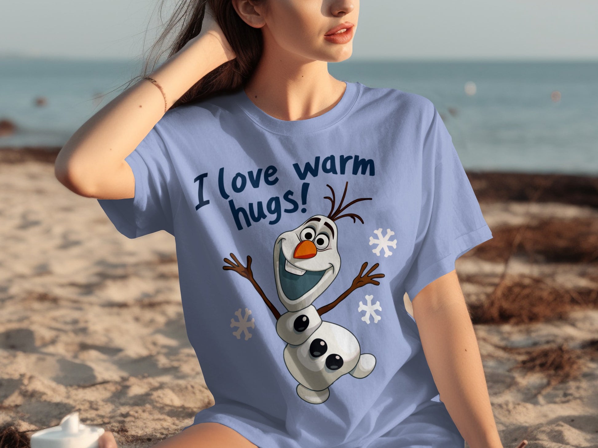 I Love Warm Hugs Frosty Snowman Themed T-Shirt Product