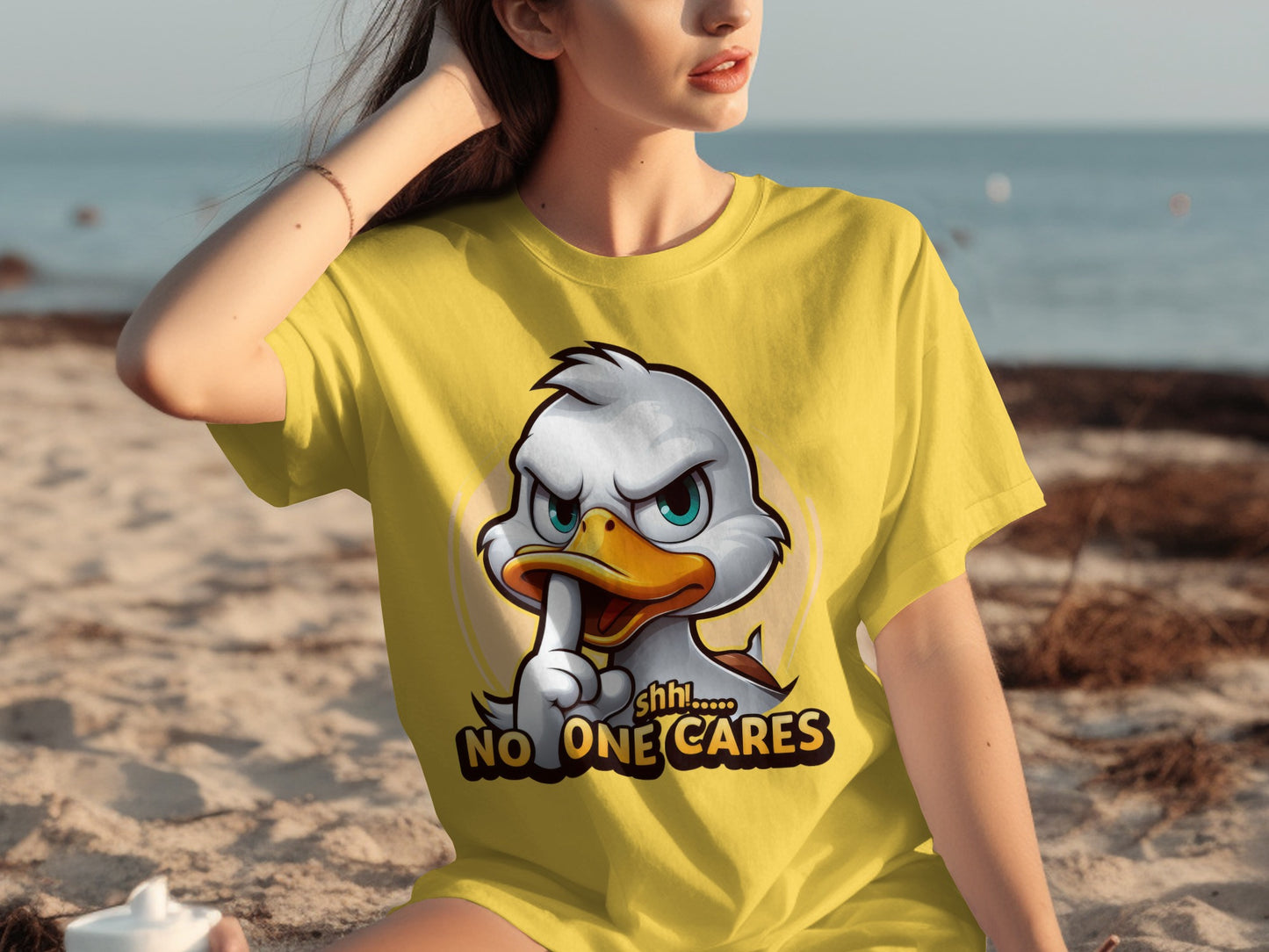 Shhh No One Cares Duck Graphic T-Shirt