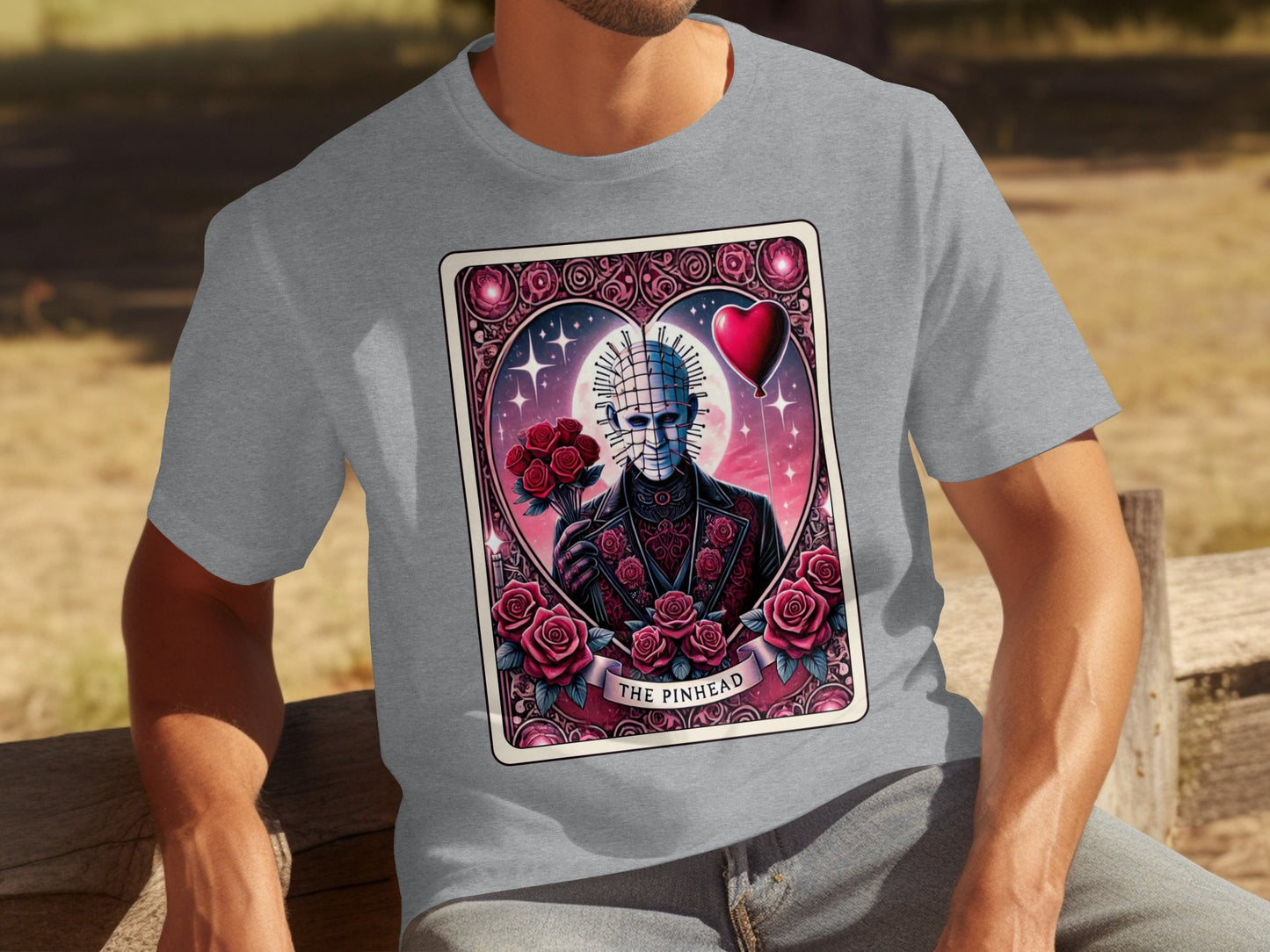 The Pinhead Graphic Tee with Roses and Heart