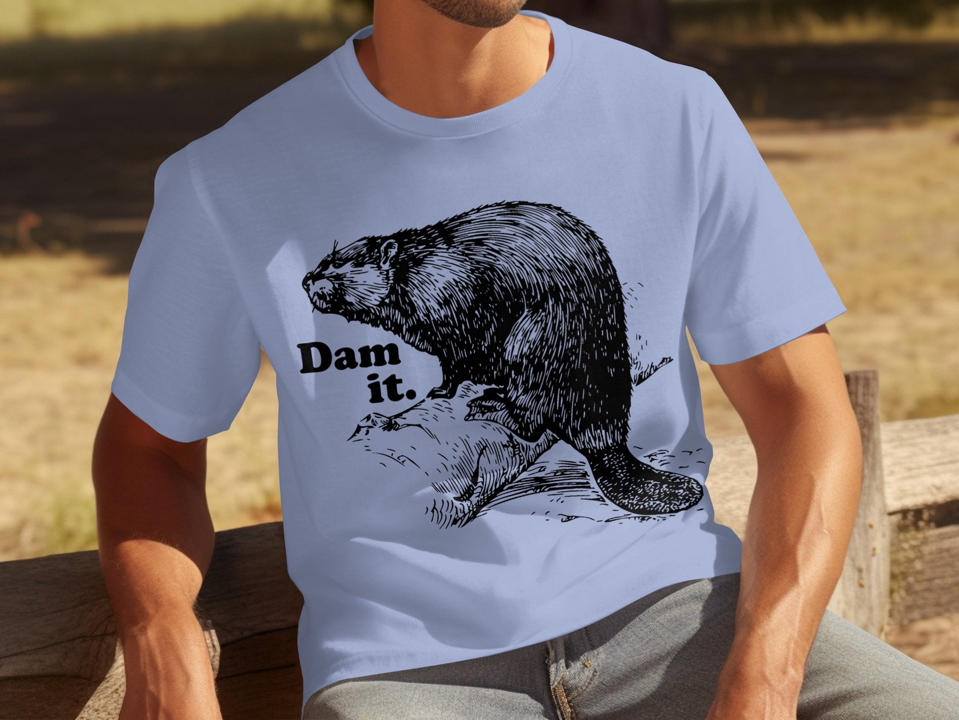 Dam It Beaver Sketch Graphic Funny Tee Shirt