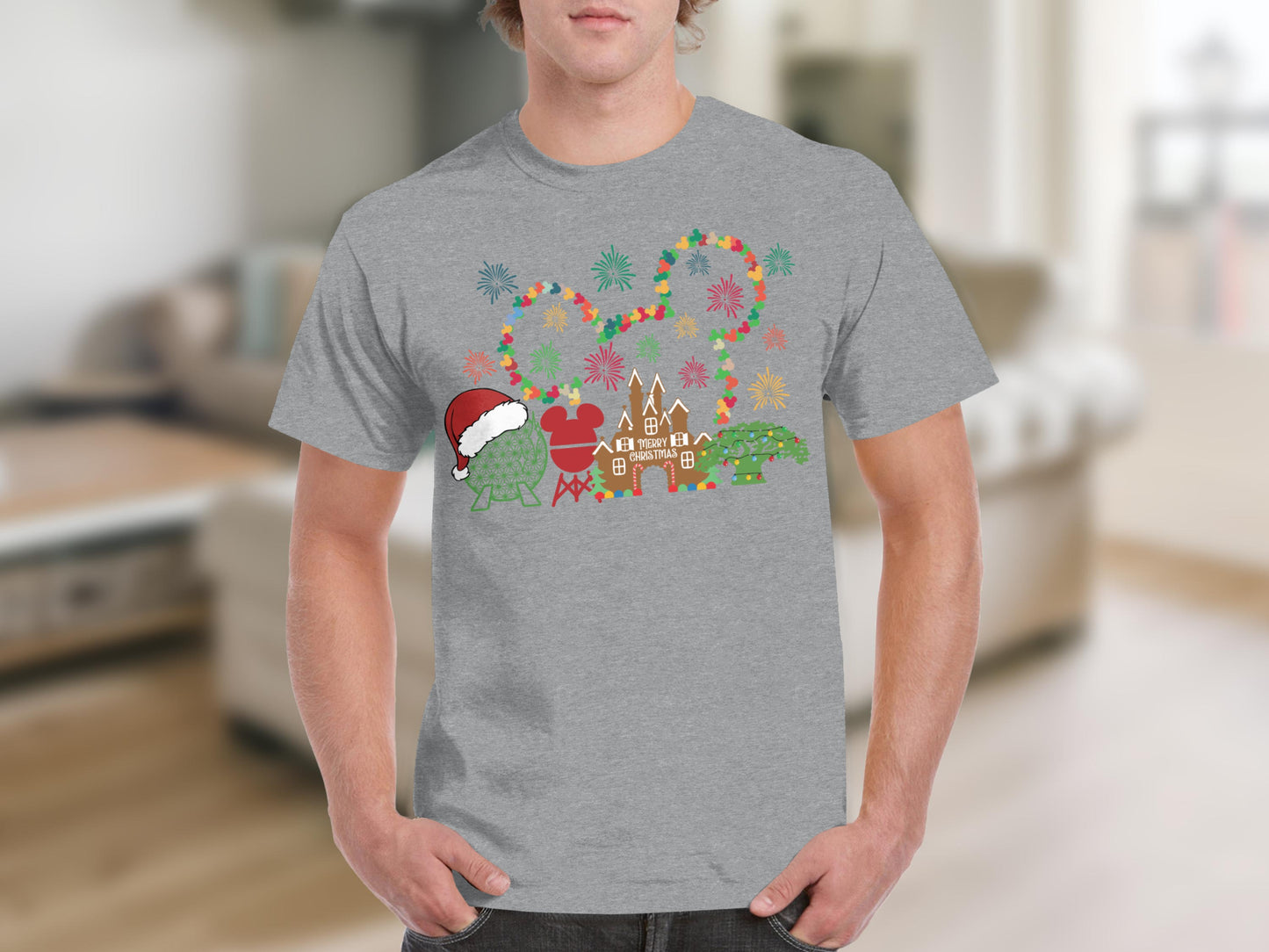 Festive Christmas Graphic T-Shirt with Holiday Characters