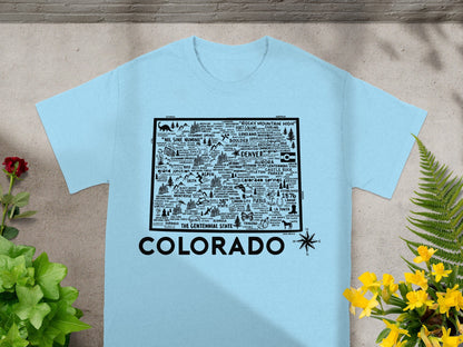 Colorado Map Design The Centennial State T-shirt