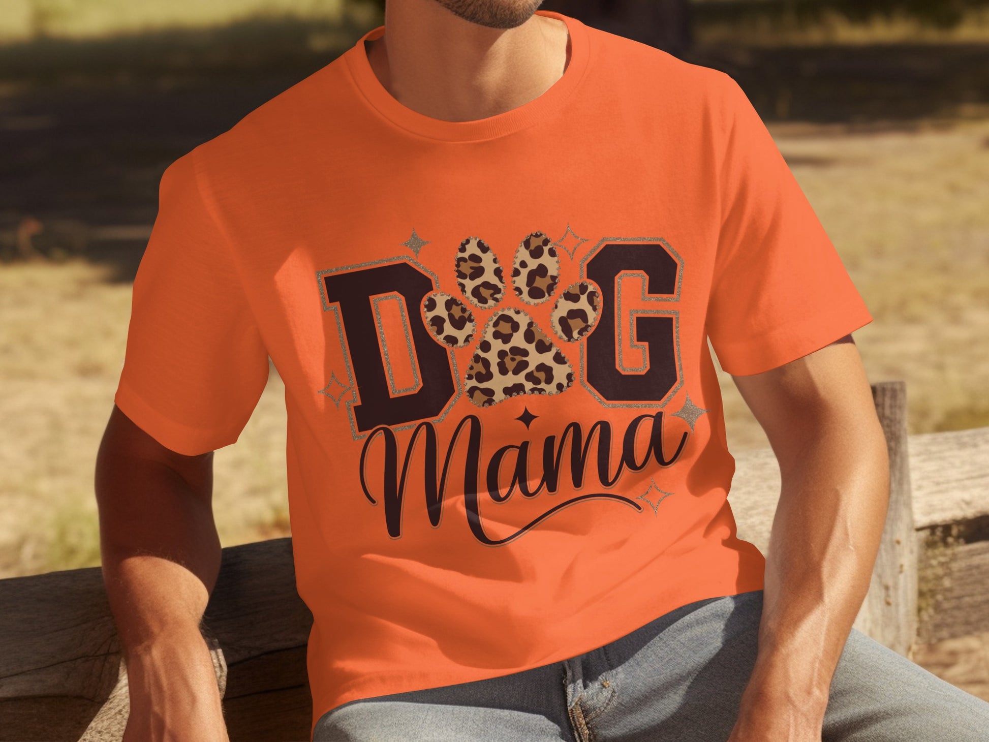 Dog Mama Leopard Print Paw Design Shirt