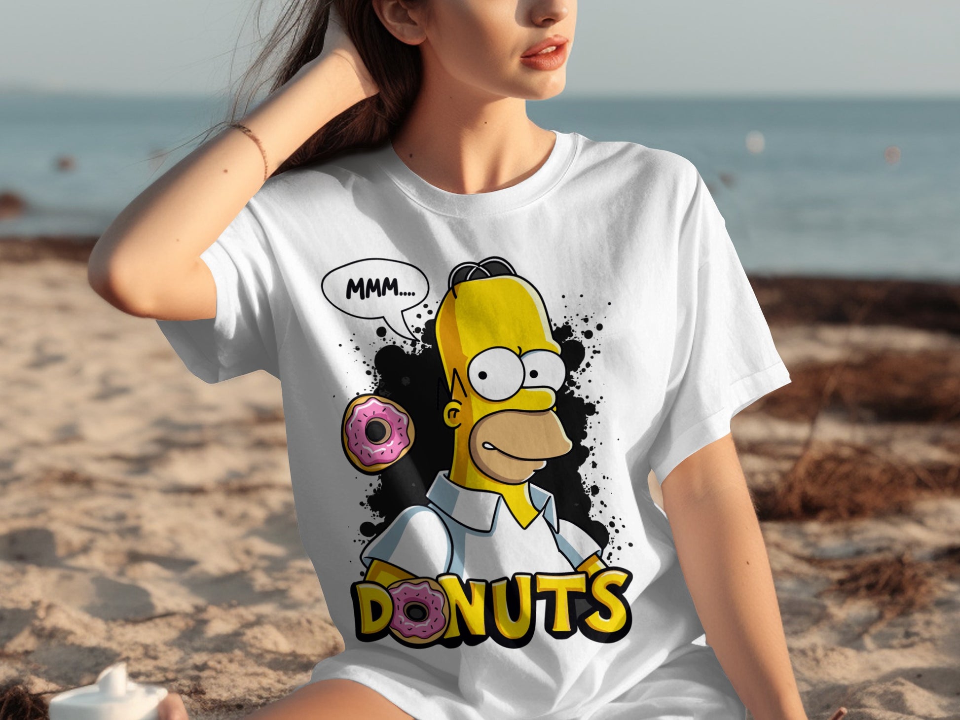 Homer Simpson Mmm Donuts Graphic T-Shirt