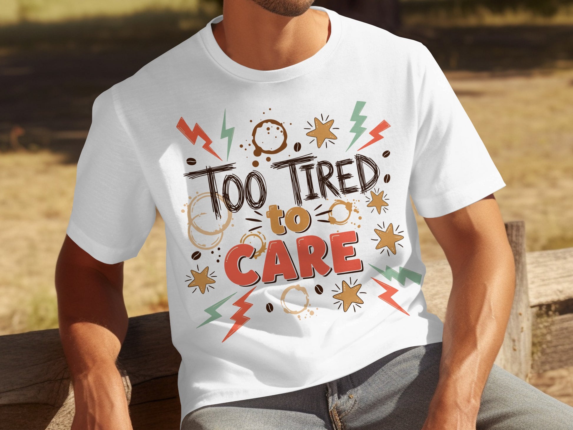 Too Tired to Care Graphic Statement T-shirt