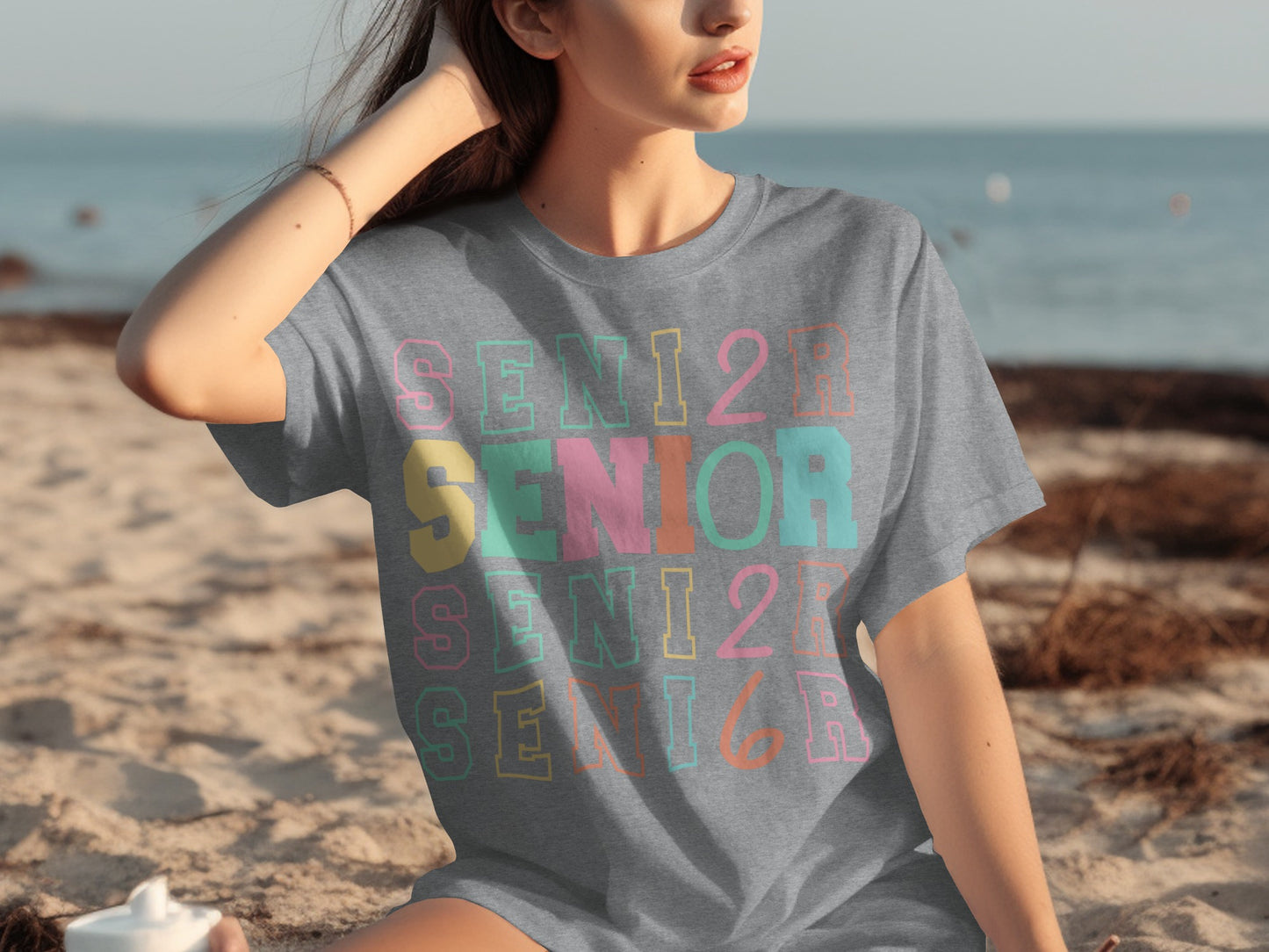 Colorful Multi Senior 2022 Graphic T-shirt for Graduates