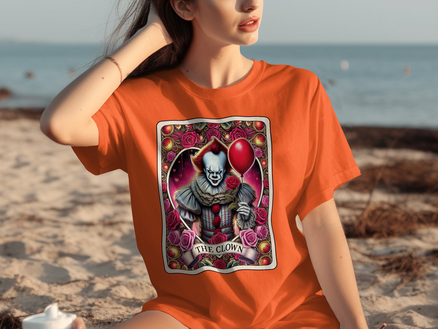 Creepy Clown with Red Balloon Horror T-Shirt